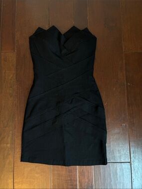 Body Central Strapless Black Bandage Cocktail Dress